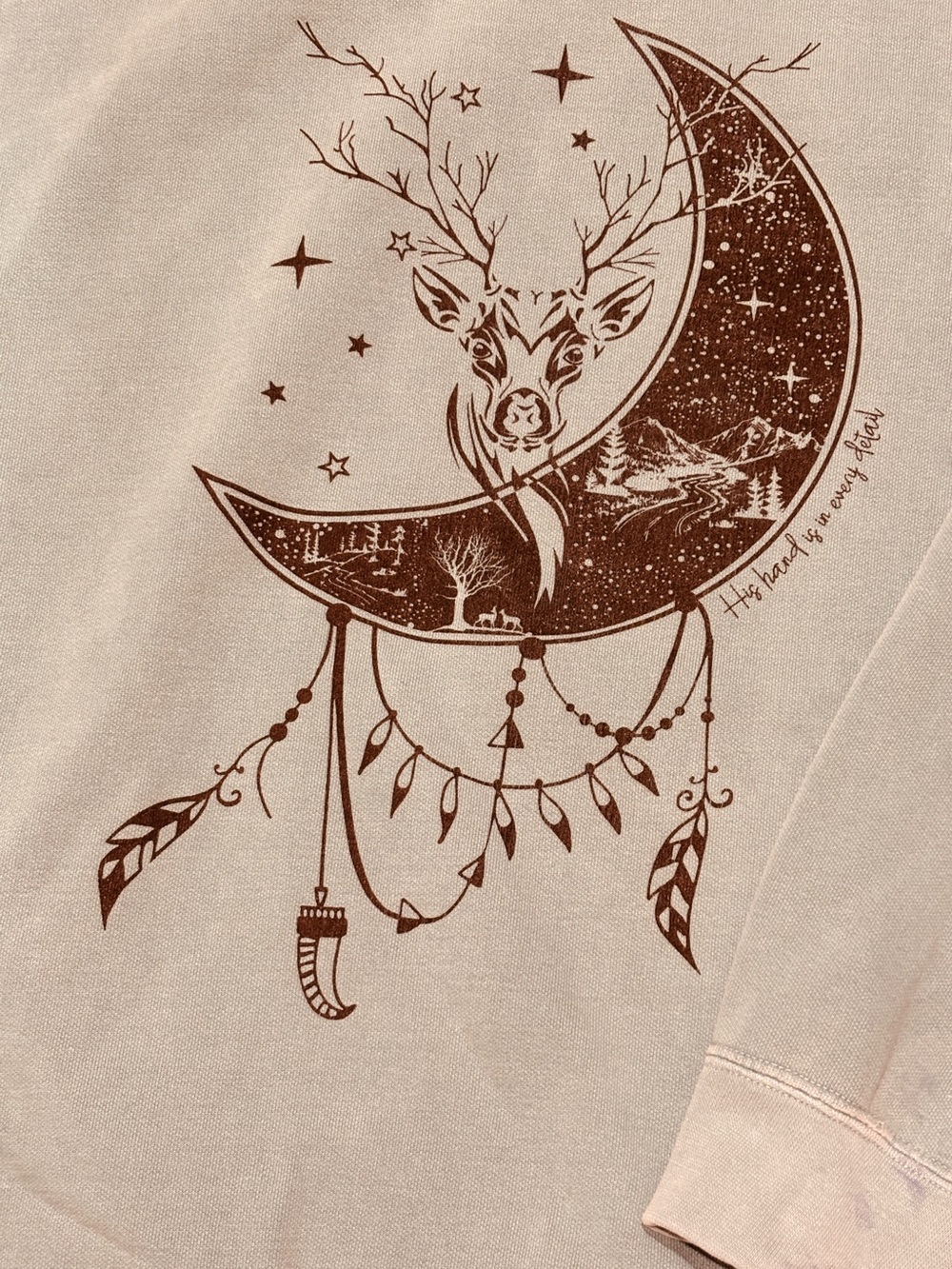 Comfort Colors Women’s Teal Deer Crescent Moon Dream Catcher Sweatshirt Medium